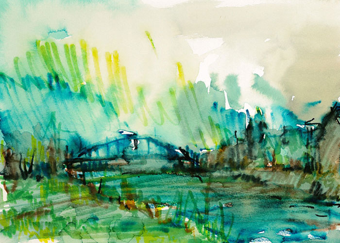 Nordbrücke im Regen